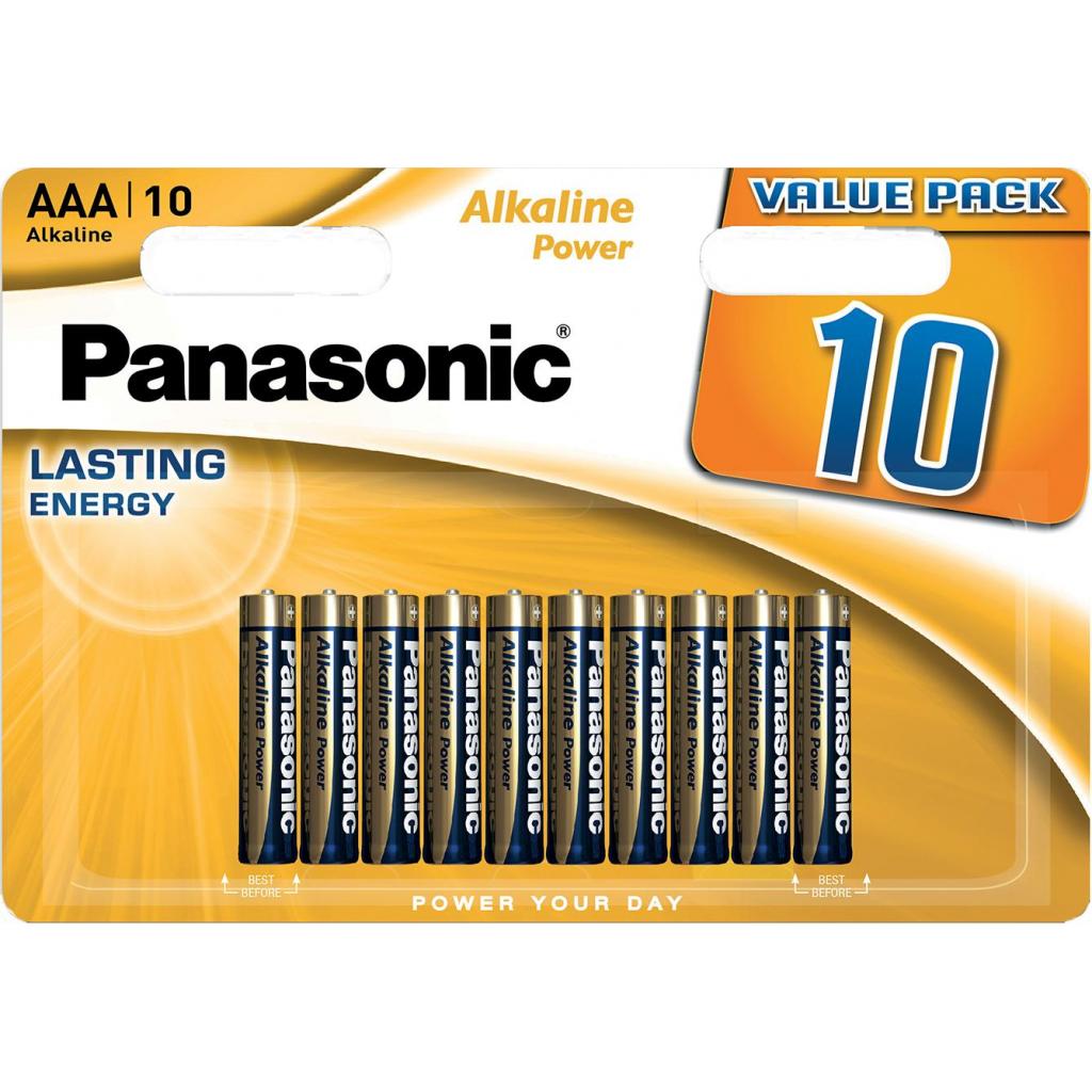 Щелочные батарейки мизинчиковые Panasonic 1,5V АAА LR03 Alkaline Power, 10 шт. (LR03REB/10BW) - фото 1