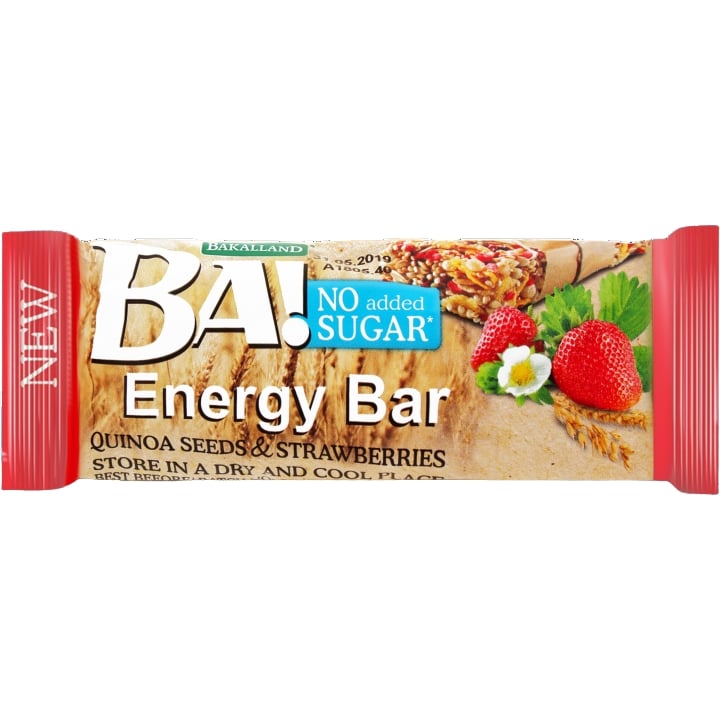 Злаковый батончик Bakalland Ba! Energy Bar Quinoa Seeds & Strawberries с клубникой и семечками киноа 30 г - фото 1