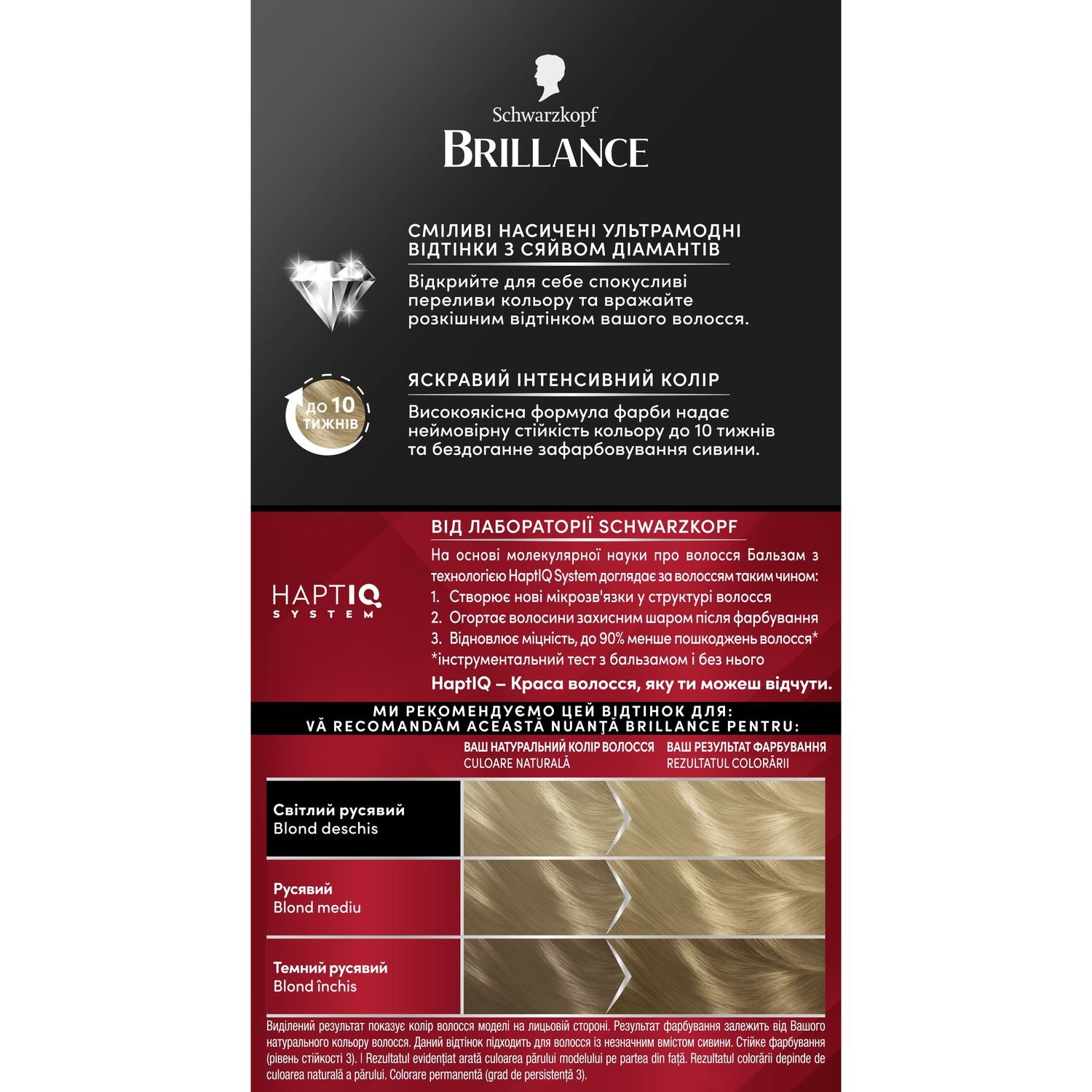 Стійка крем-фарба для волосся Schwarzkopf Brillance, тон 825 (Золотистий блондин), 170 мл - фото 3