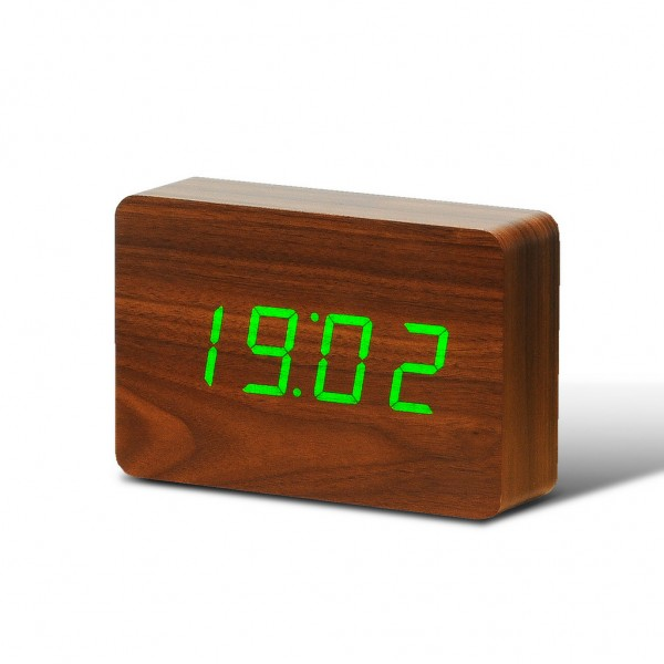 Смарт-будильник із термометром Gingko Brick, коричневий (GK15G8) - фото 1