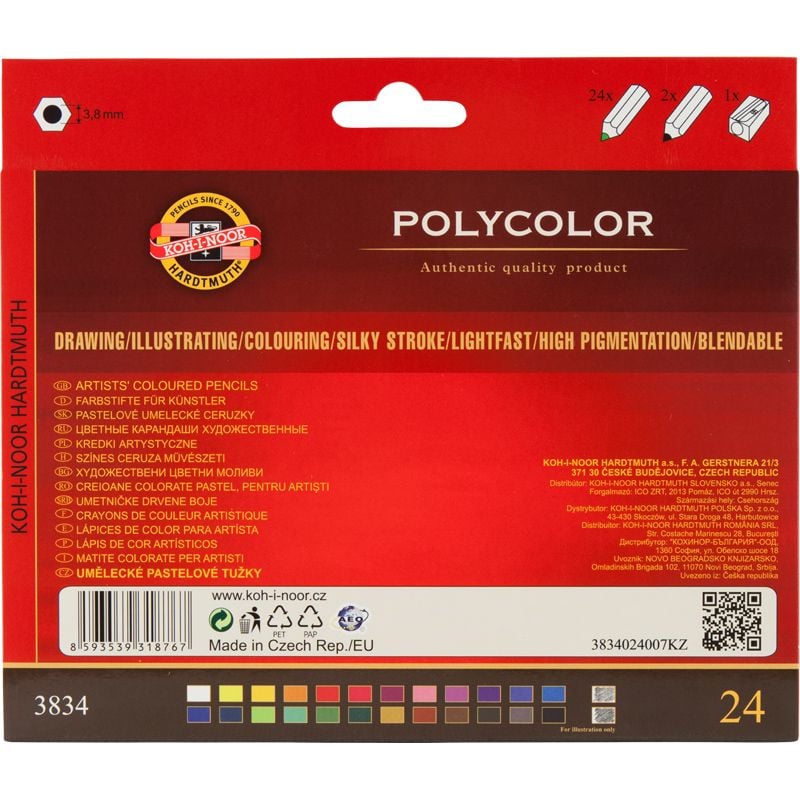 Олівці кольорові художні Koh-i-Noor Polycolor 24 шт. (3834) - фото 3