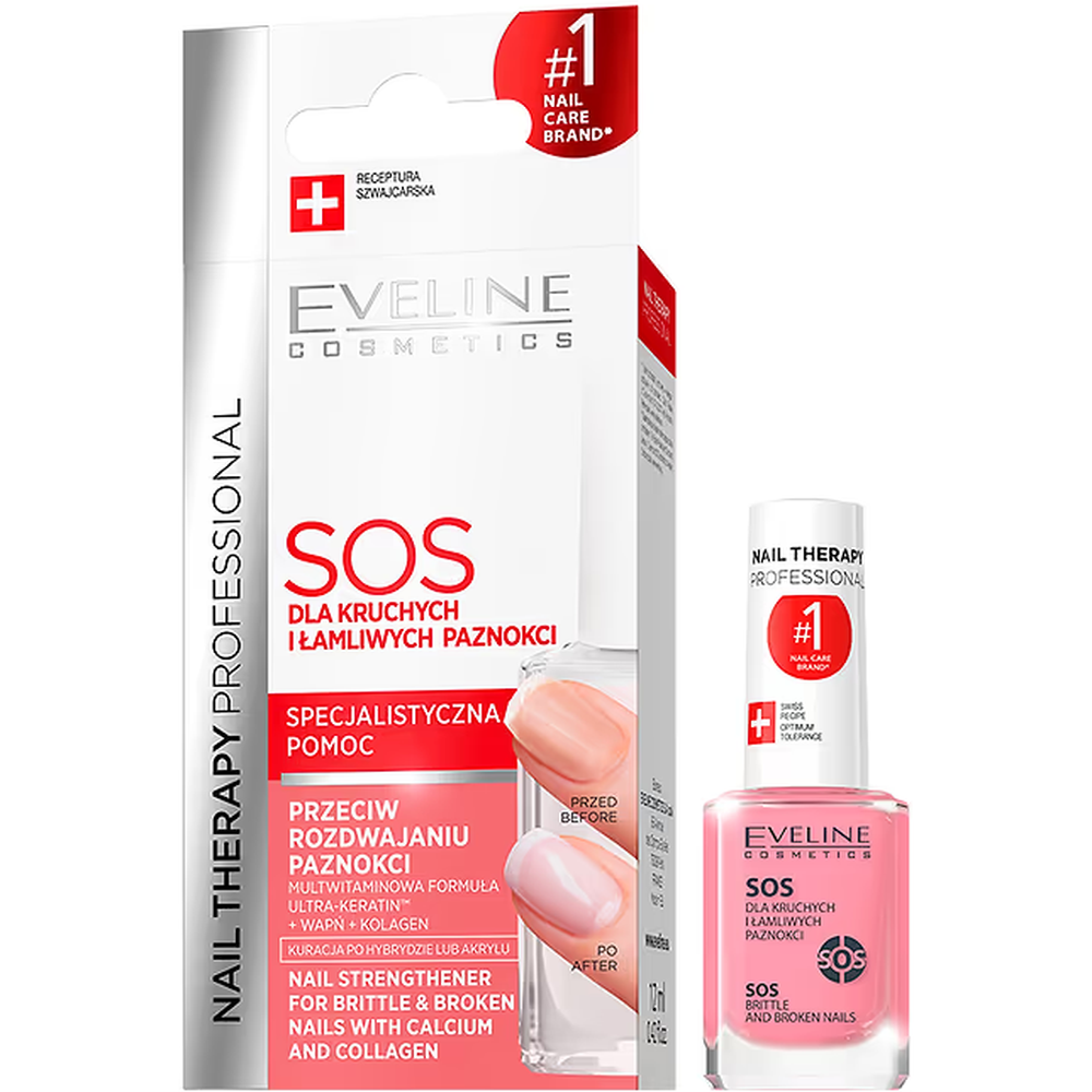 Укрепляющее средство для хрупких и ломких ногтей Eveline Cosmetics Nail Therapy Professional SOS 12 мл - фото 1