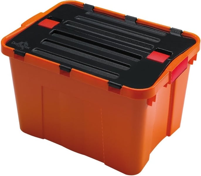 Ящик-контейнер пластиковий з кришкою і кліпсами Heidrun Factory, 34 л, 49х36х28 см, помаранчевий (1645) - фото 1