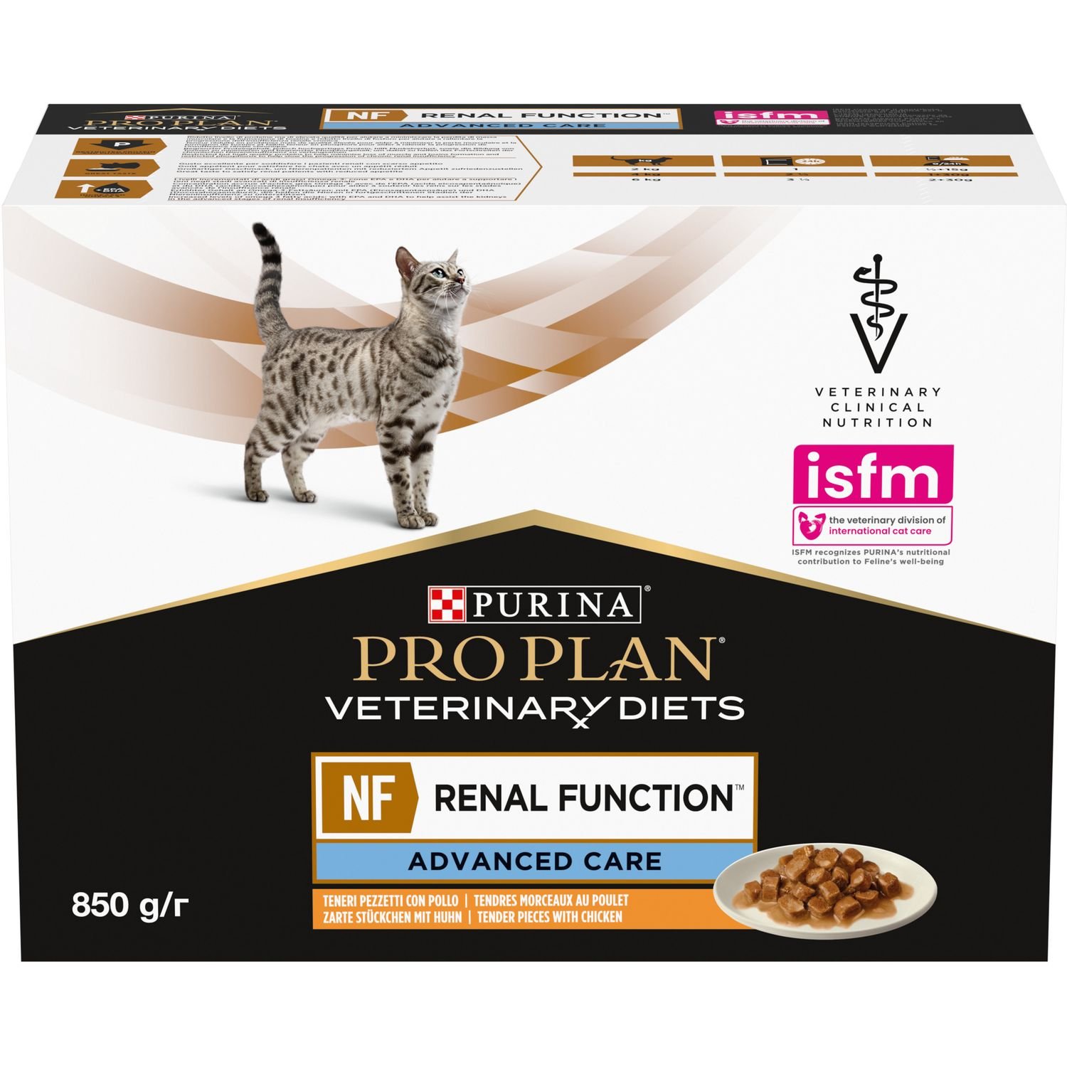 Влажный диетический корм для взрослых кошек Purina Pro Plan NF Renal Function Advanced Care при патологии почек с курицей 850 г (10 шт. по 85 г) (12278375) - фото 2