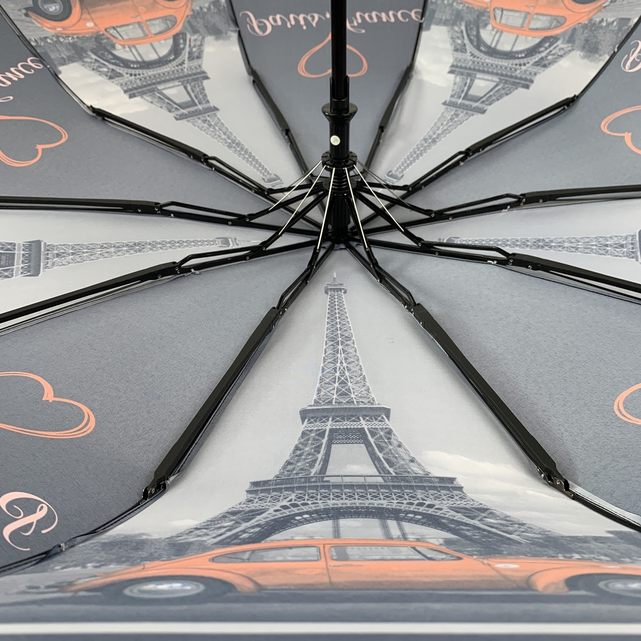 Женский складной зонтик полуавтомат The Best 102 см черный - фото 4