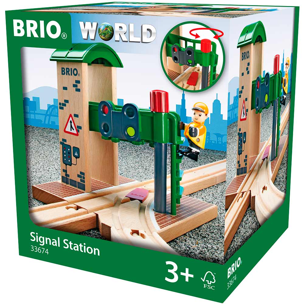 Сигнальная станция для железной дороги Brio со стрелкой и светофором (33674) - фото 1