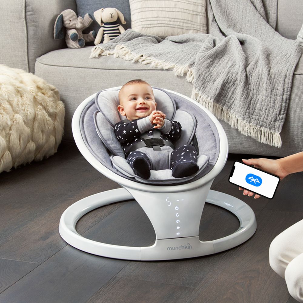 Убаюкивающий центр Munchkin Baby Swing с функцией Bluetooth серый (9029001) - фото 8