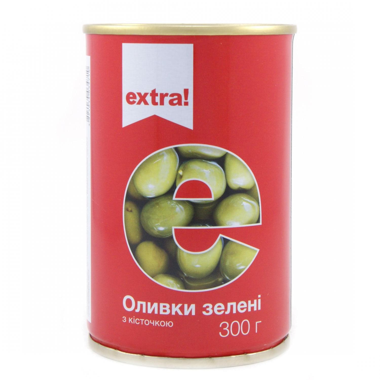 Оливки Extra! зелені з кісточкою 300 г (565551) - фото 1