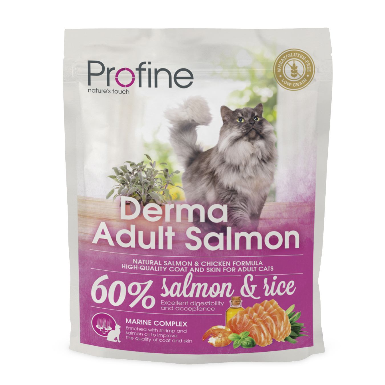 Сухий корм для довгошерстих котов Profine Cat Derma, з лососем і рисом, 300 г - фото 1