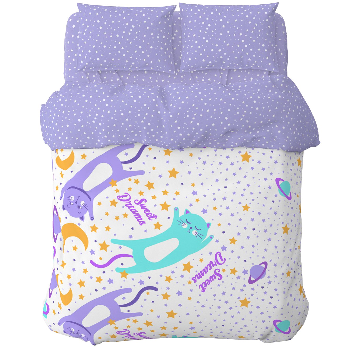 Комплект постельного белья Home Line Звездочки, бязь, 215х143 см, фиолетовый (162244) - фото 1