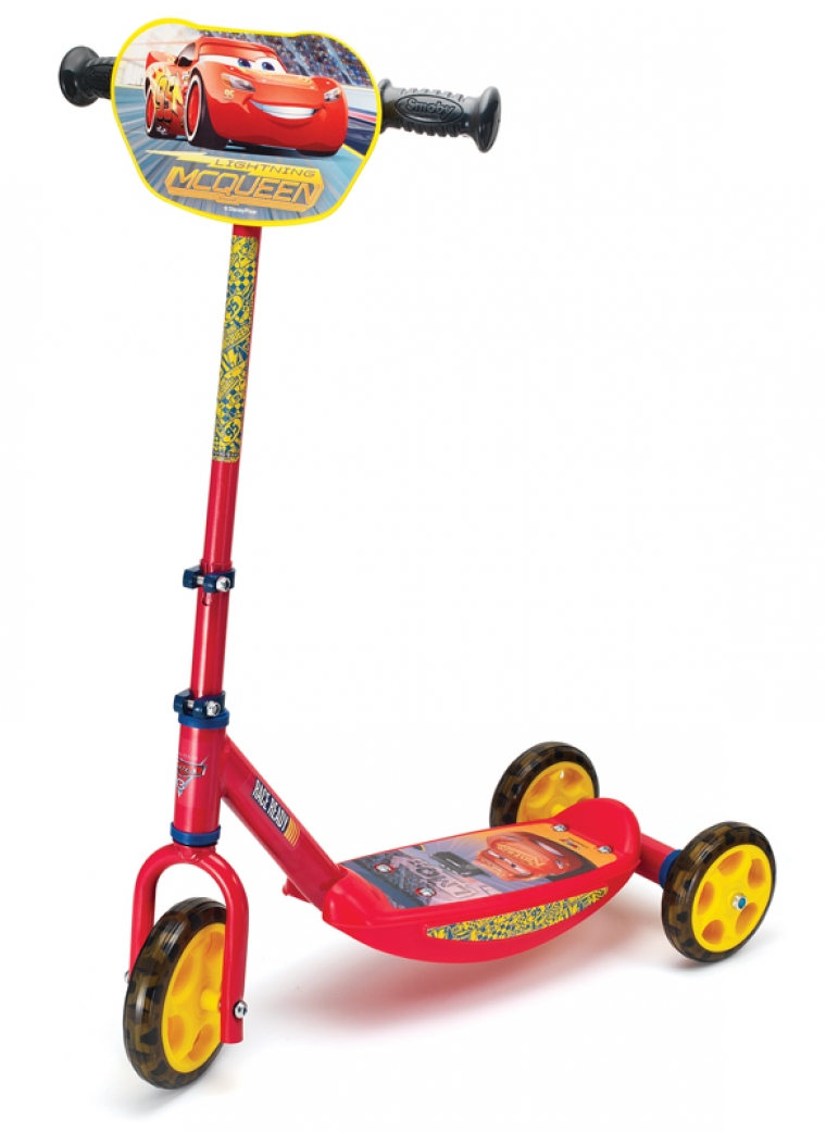 Самокат Smoby Toys Тачки 3 с металлической рамой, трехколесный, красный (750154) - фото 1