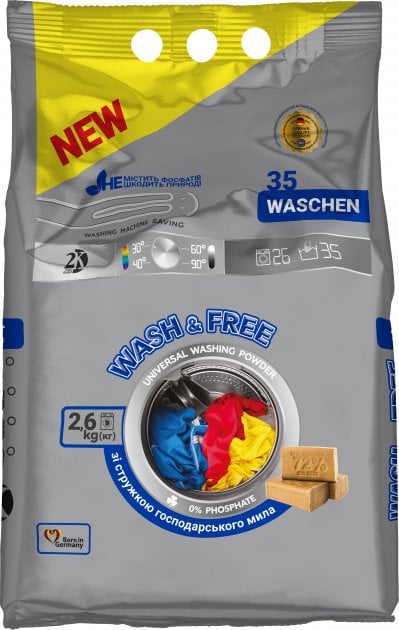Фото - Стиральный порошок Пральний порошок Wash&Free універсальний, 2,6 кг (723680)