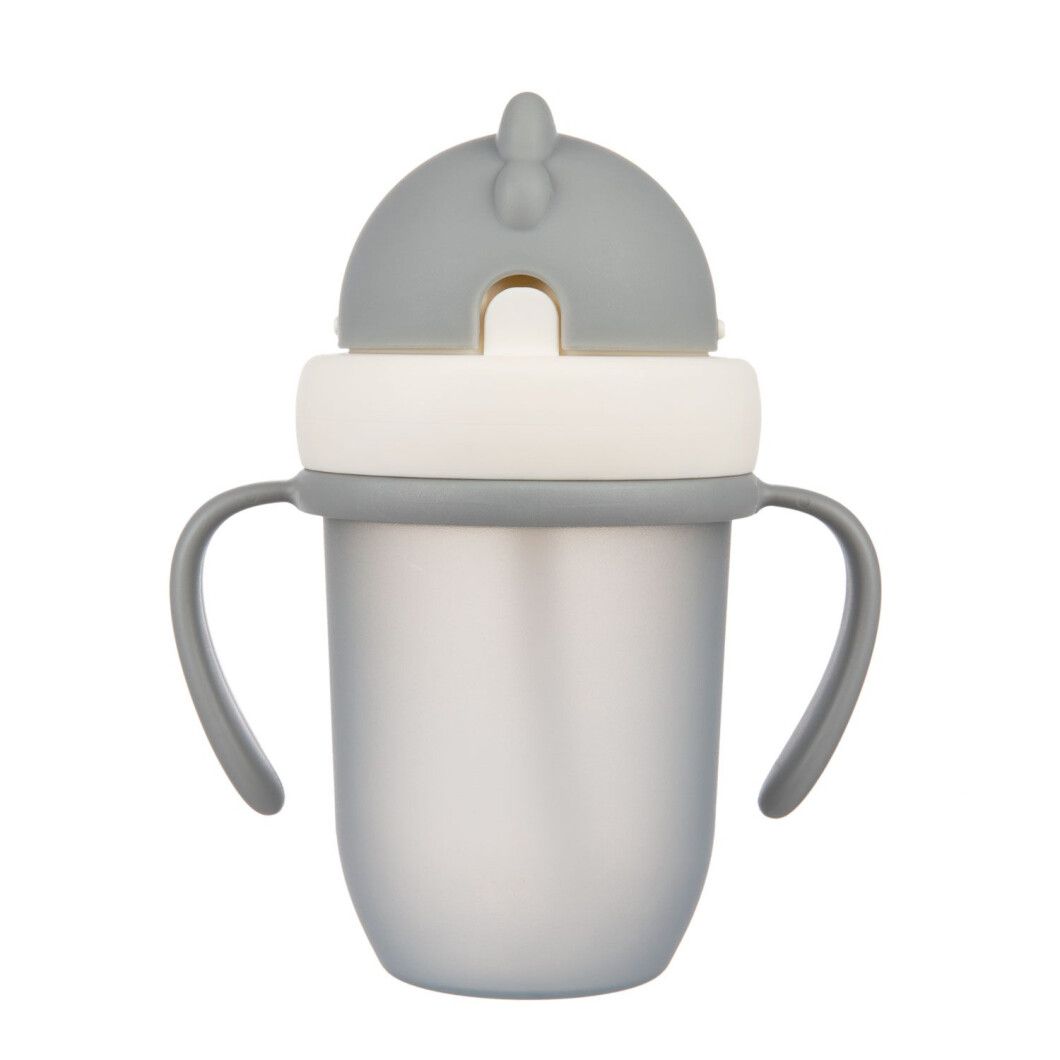 Кружка з силіконовою трубочкою Canpol babies Matte Pastels, 210 мл, сірий (56/522_grey) - фото 1