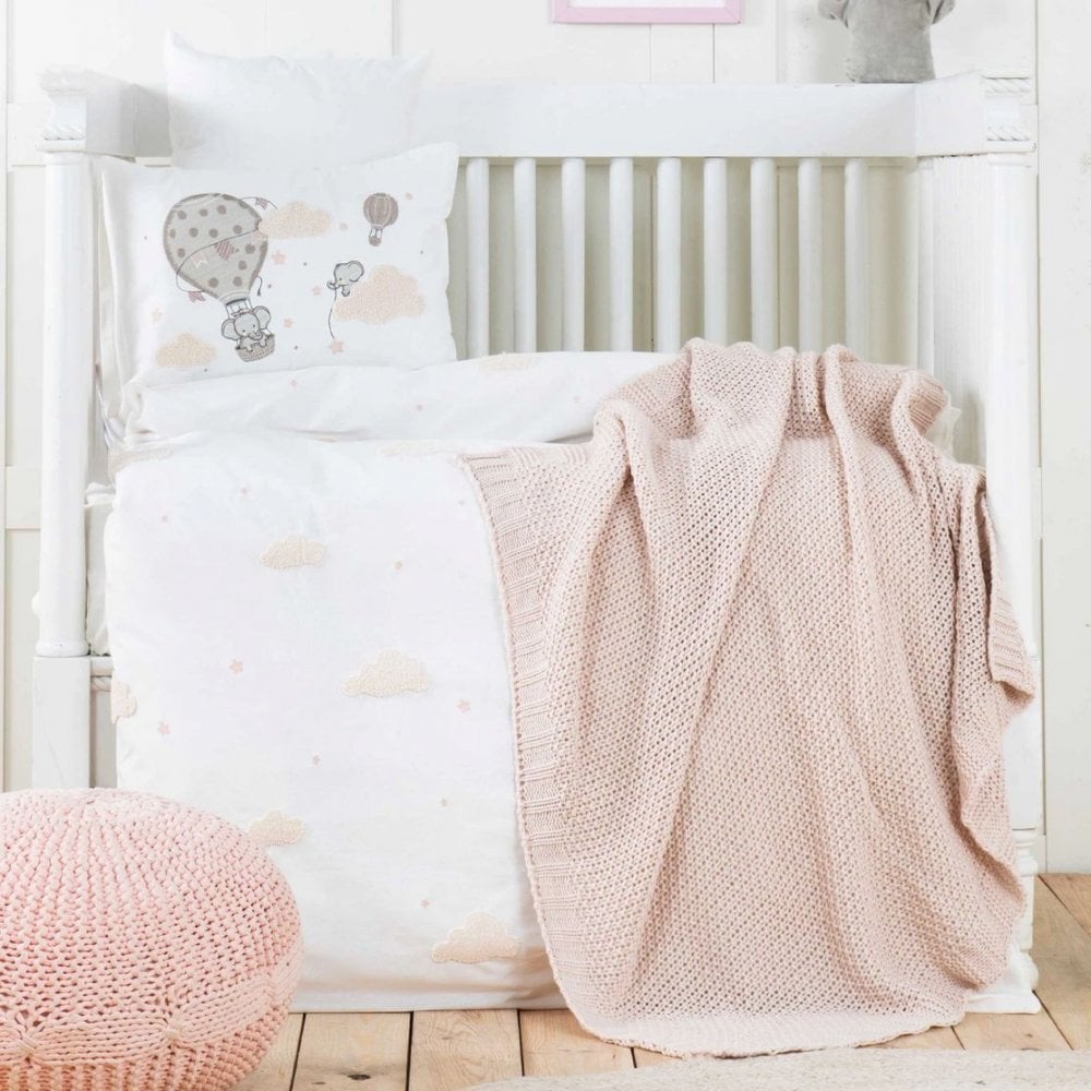 Дитячий набір в ліжечко для немовлят Karaca Home Elephant Sky Pembe, рожевий, 5 предметів (svt-2000022316040) - фото 1