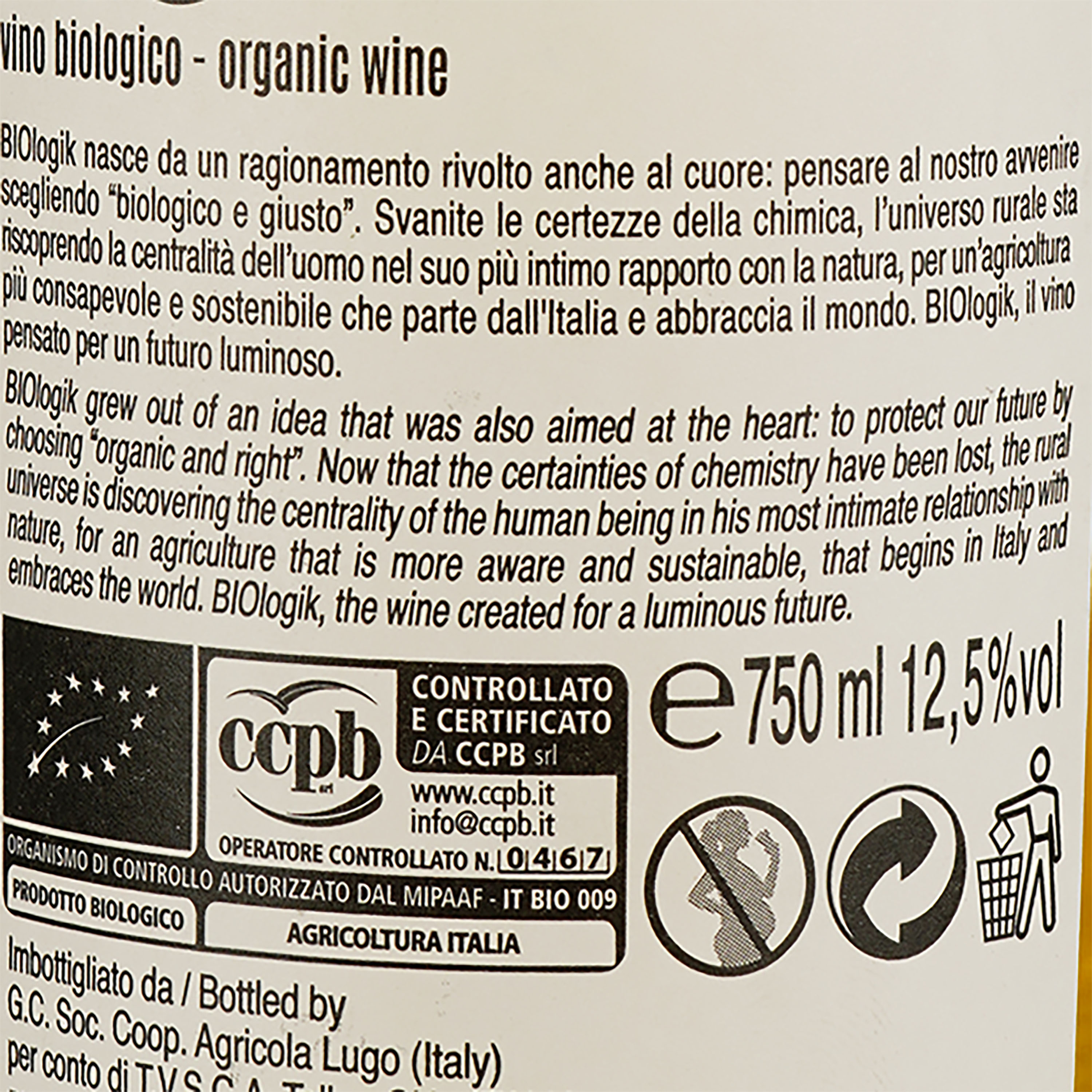 Вино Biologic Trebbiano d'Abruzzo, біле, сухе, Bio organic, 12,5%, 0,75 л - фото 3