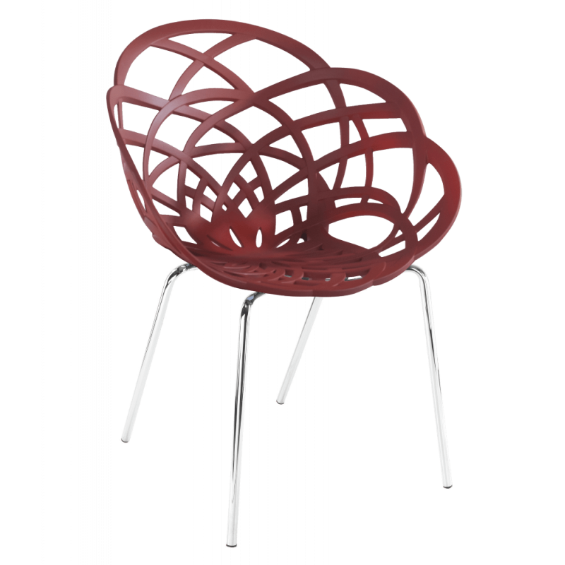 Крісло Papatya Flora-ML, матова червона цегла сидіння, ніжки хром (874717) - фото 1