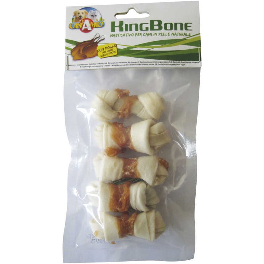 Ласощі для собак Croci King Bone Chicken кістка жилована вузлова з куркою біла 6 см 50 г (5 шт. х 10 г) - фото 1