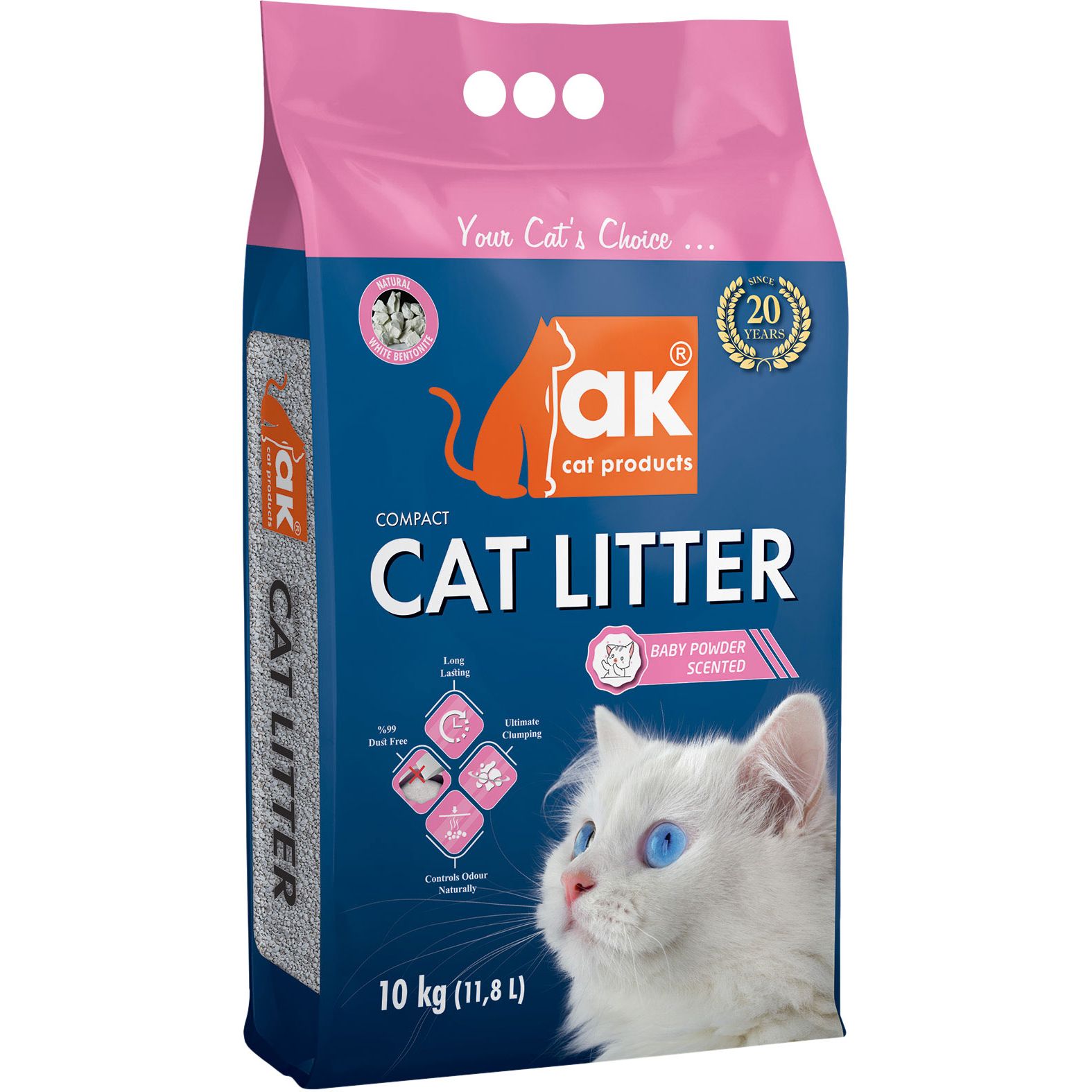 Наповнювач бентонітовий AKcat Compact Cat Litter Дитяча присипка, 10 кг/11.8 л - фото 1
