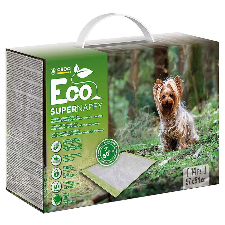 Пелюшки для собак Croci Super Nappy Eco одноразові абсорбуючі 57х54 см 14 шт. - фото 1