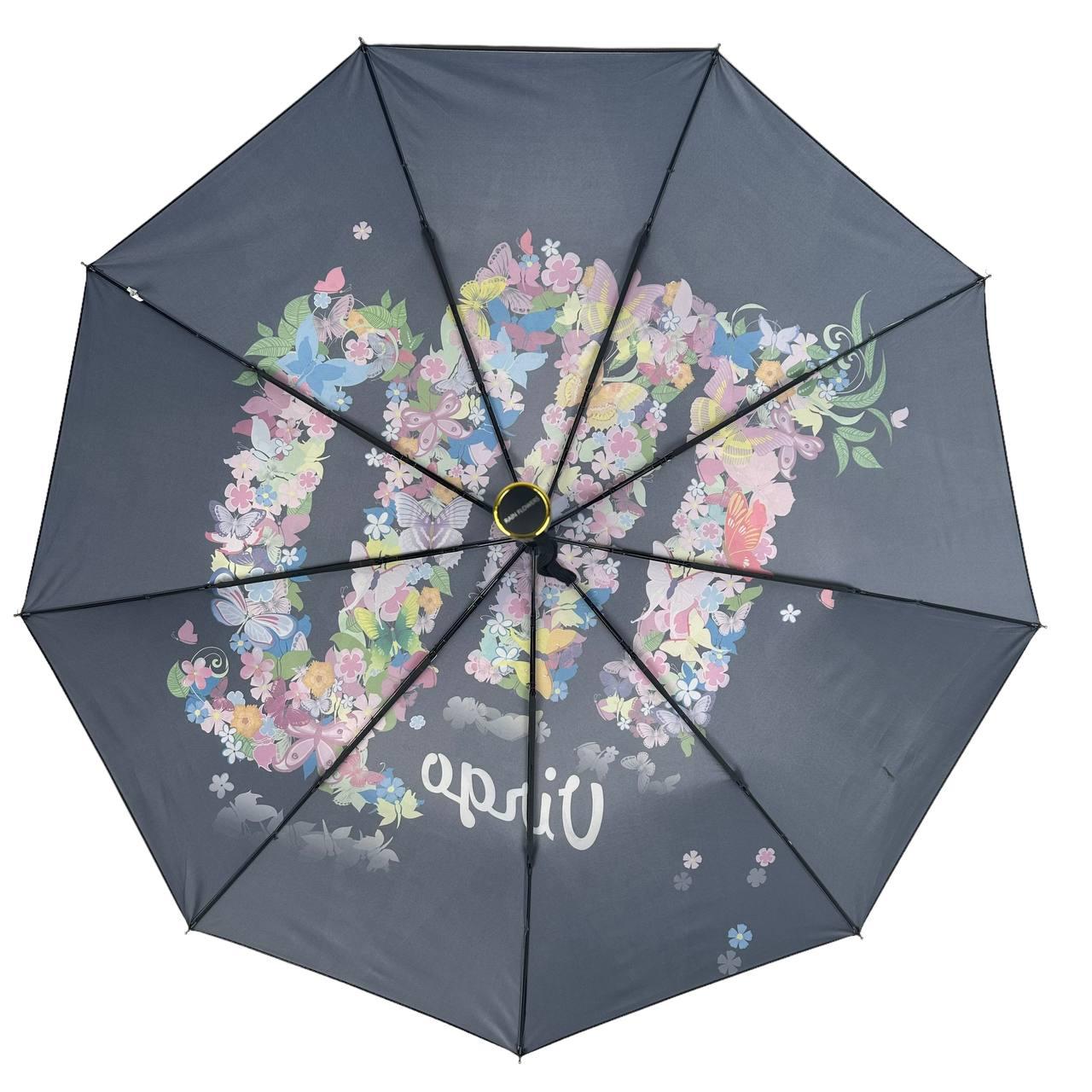 Жіноча складана парасолька повний автомат Rain 98 см чорна - фото 5