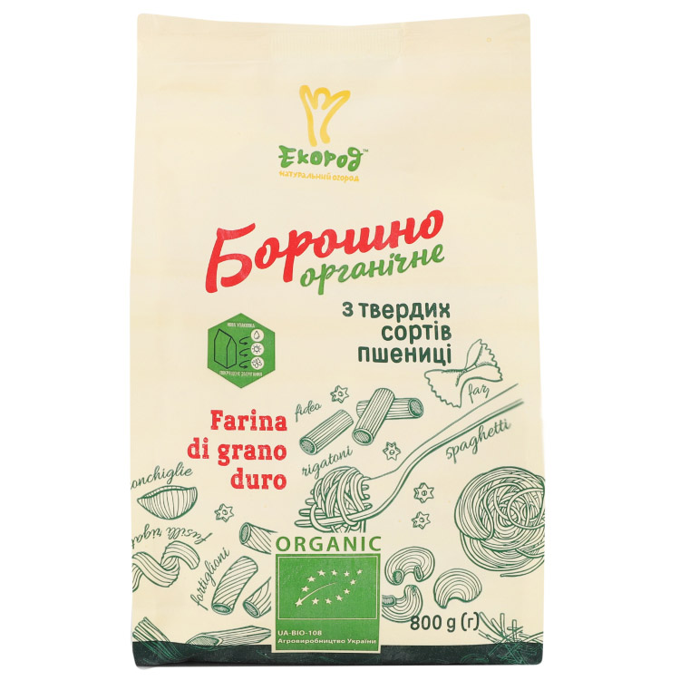 Борошно Екород із твердих сортів пшениці органічне 1.6 кг (2 п. x 800 г) - фото 2