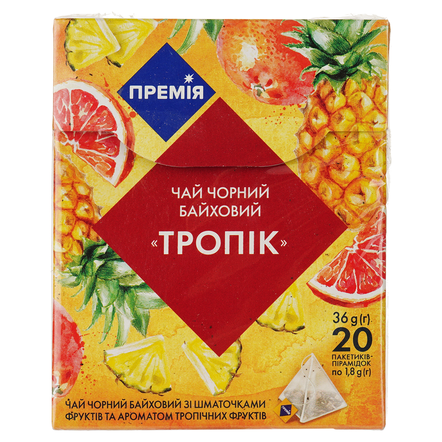 Чай черный Премія Тропик с фруктами байховый, 20 пакетиков (575265) - фото 1