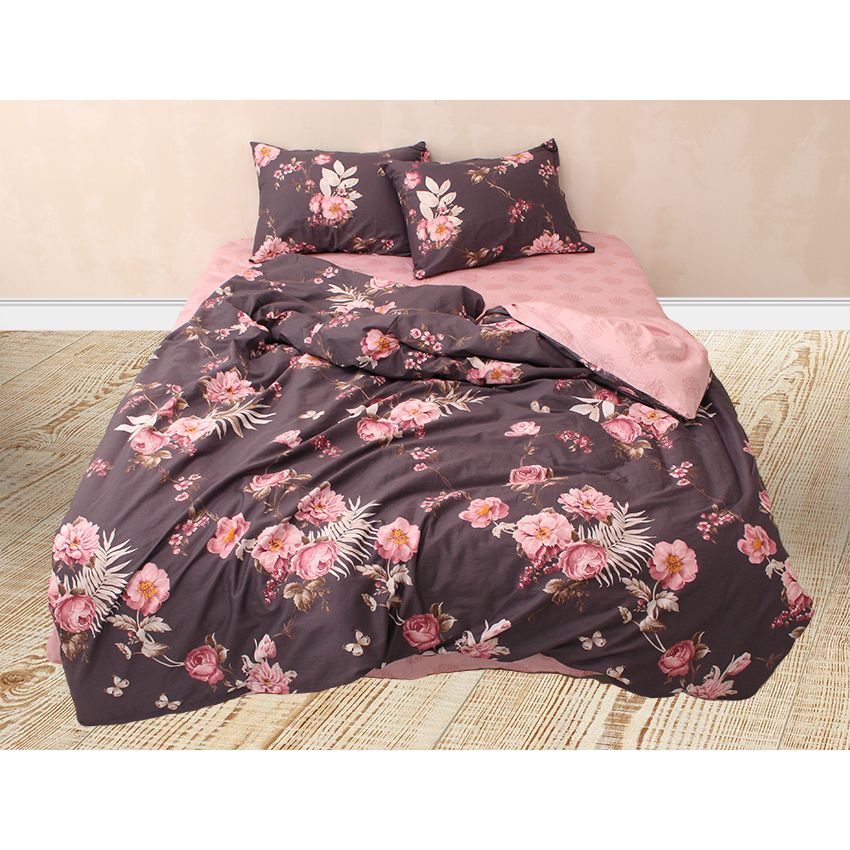 Комплект постельного белья TAG Tekstil с компаньоном Евро Бордовый 000152404 (S484) - фото 1