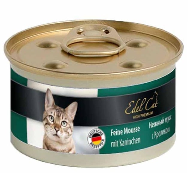 Консервований корм для котів Edel Cat Ніжний мус із кроликом, 85 г (6000804/0334) - фото 1