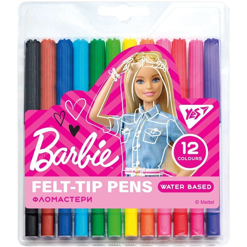 Фломастери Yes Barbie, 12 кольорів (650465) - фото 1