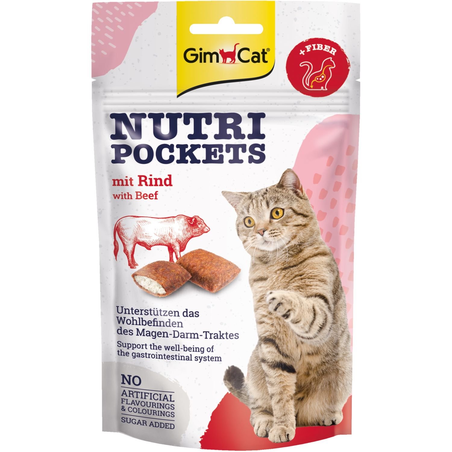 Ласощі для котів GimCat Nutri Pockets з яловичиною та солодом для виведення шерсті, 60 г - фото 1