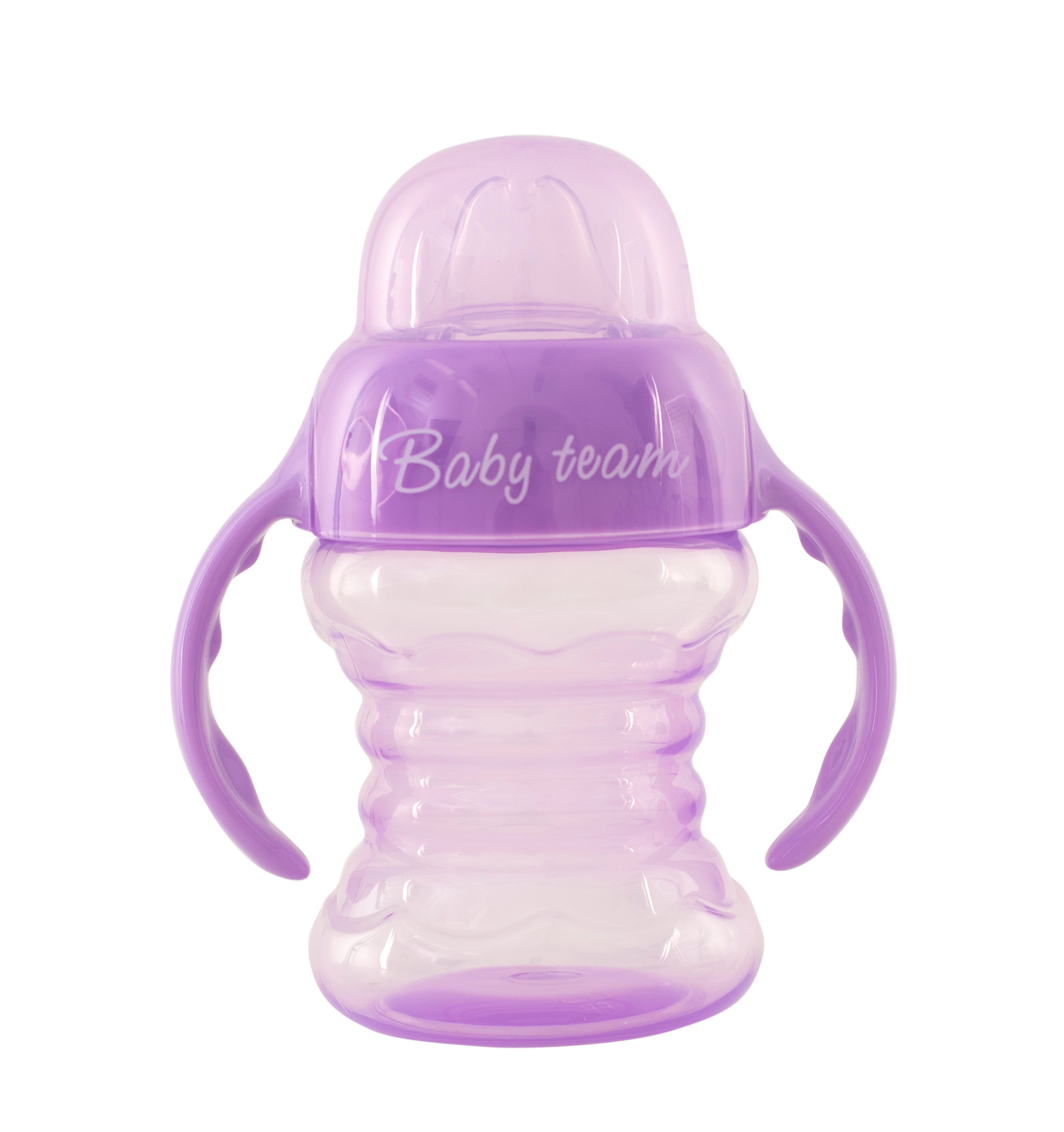 Поїльник-непроливайка Baby Team, зі спаутом і ручками, 6+ міс., 180 мл, фіолетовий (5022_фиолетовый) - фото 1