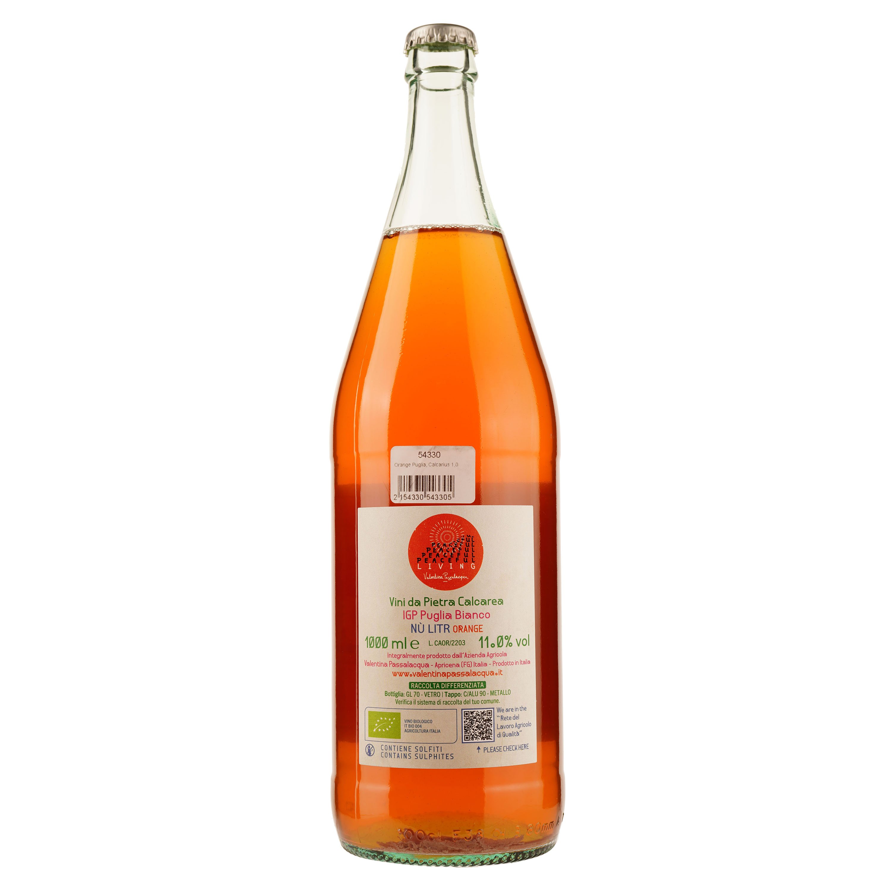 Вино Calcarius Orange Puglia оранжевое сухое 1 л - фото 2