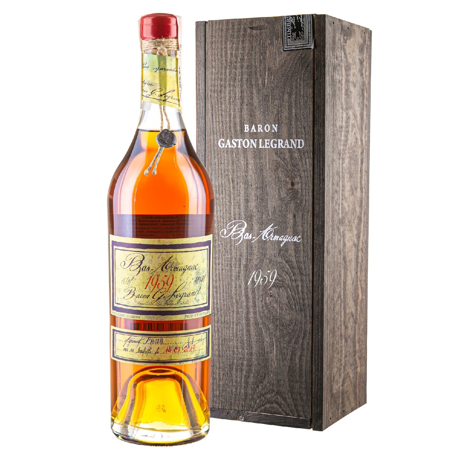 Арманьяк Baron Gaston Legrand Bas Armagnac 1959, у дерев'яній коробці, 40%, 0,7 л - фото 1