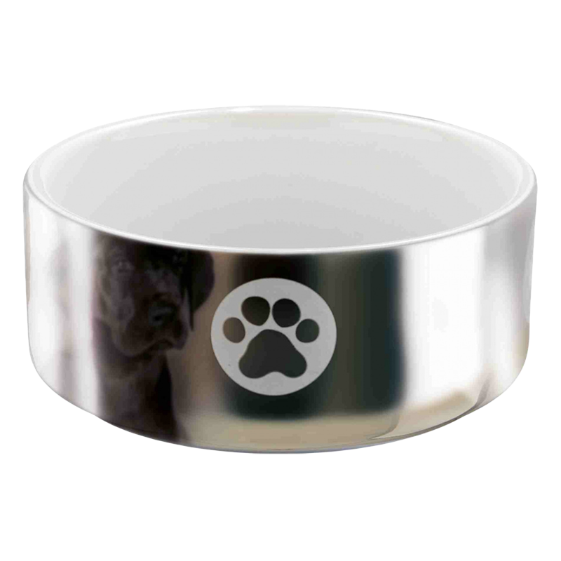 Миска для собак Trixie керамічна, 0,3 л / 12 см, срібляста з білим (25083 Trixie) - фото 1