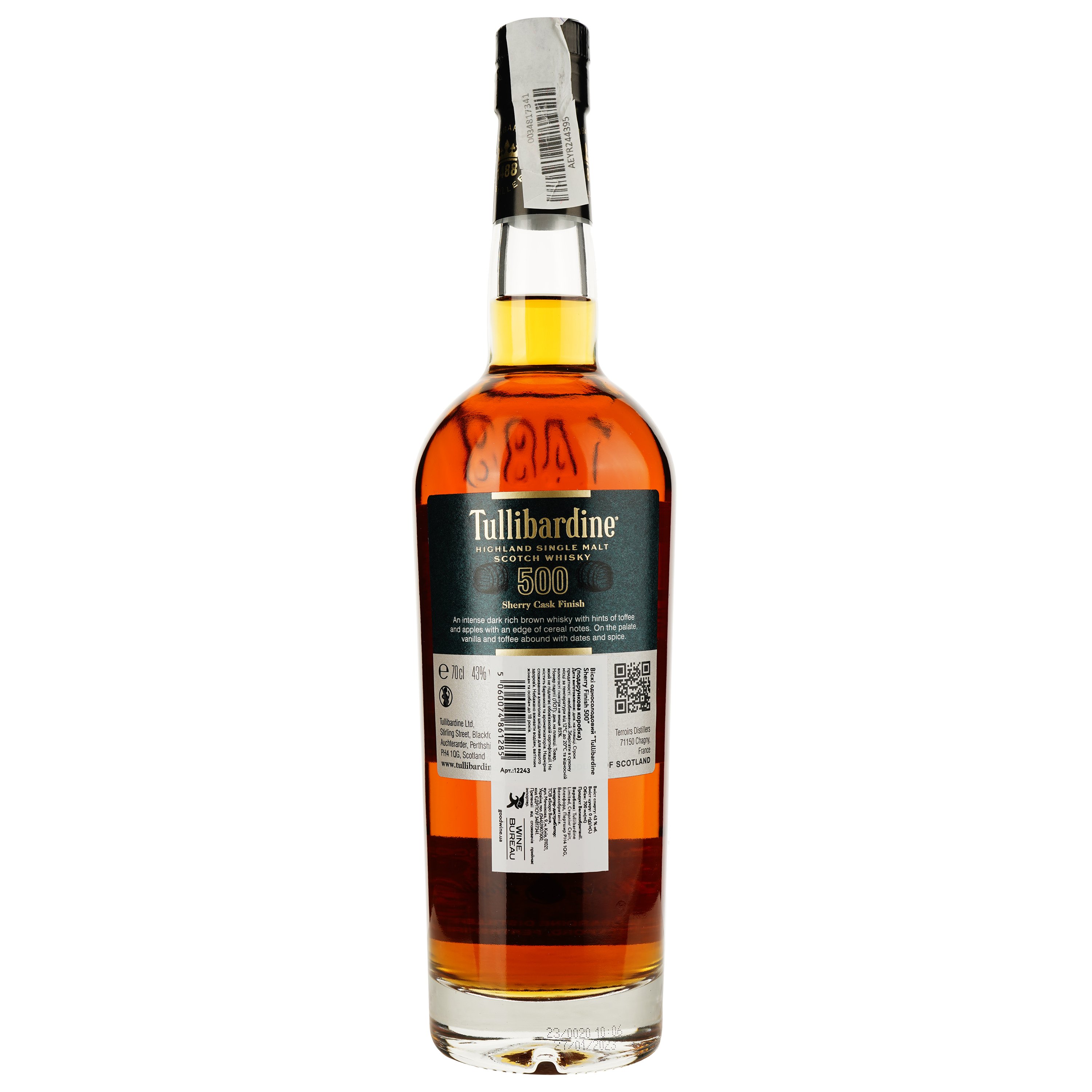 Виски Tullibardine Sherry Finish 500 Single Malt Scotch Whisky 43% 0.7 л - фото 3