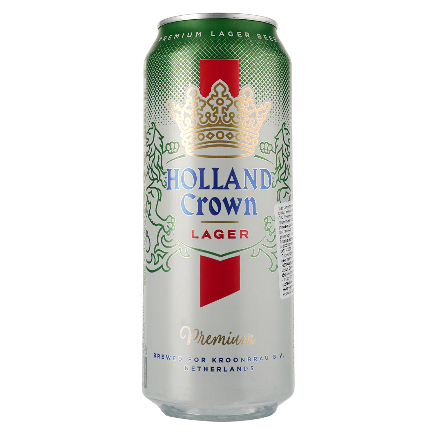 Пиво Holland Crown Lager светлое, 4.8%, ж/б, 0.5 л - фото 1