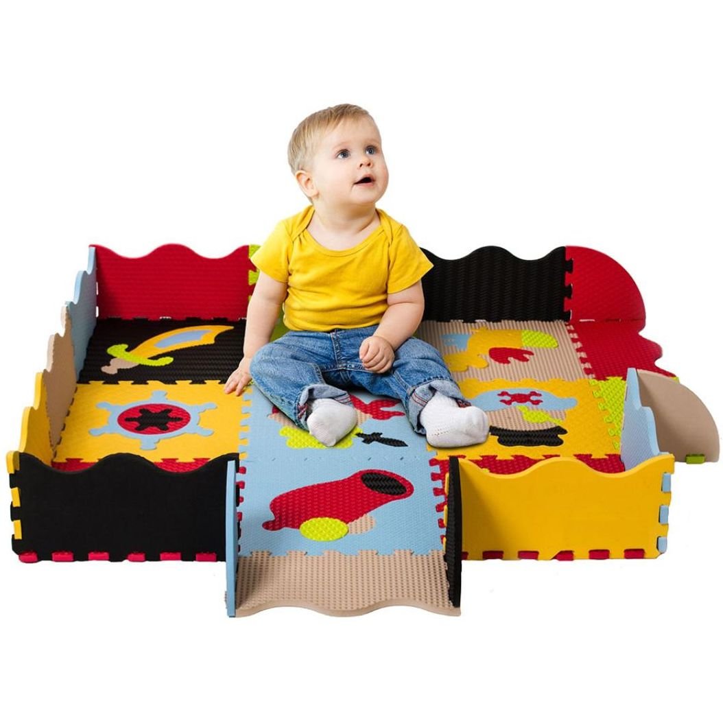 Детский развивающий игровой коврик-пазл Baby Great Приключения пиратов, с бортиком, 122х122 см (GB-M1503E) - фото 3