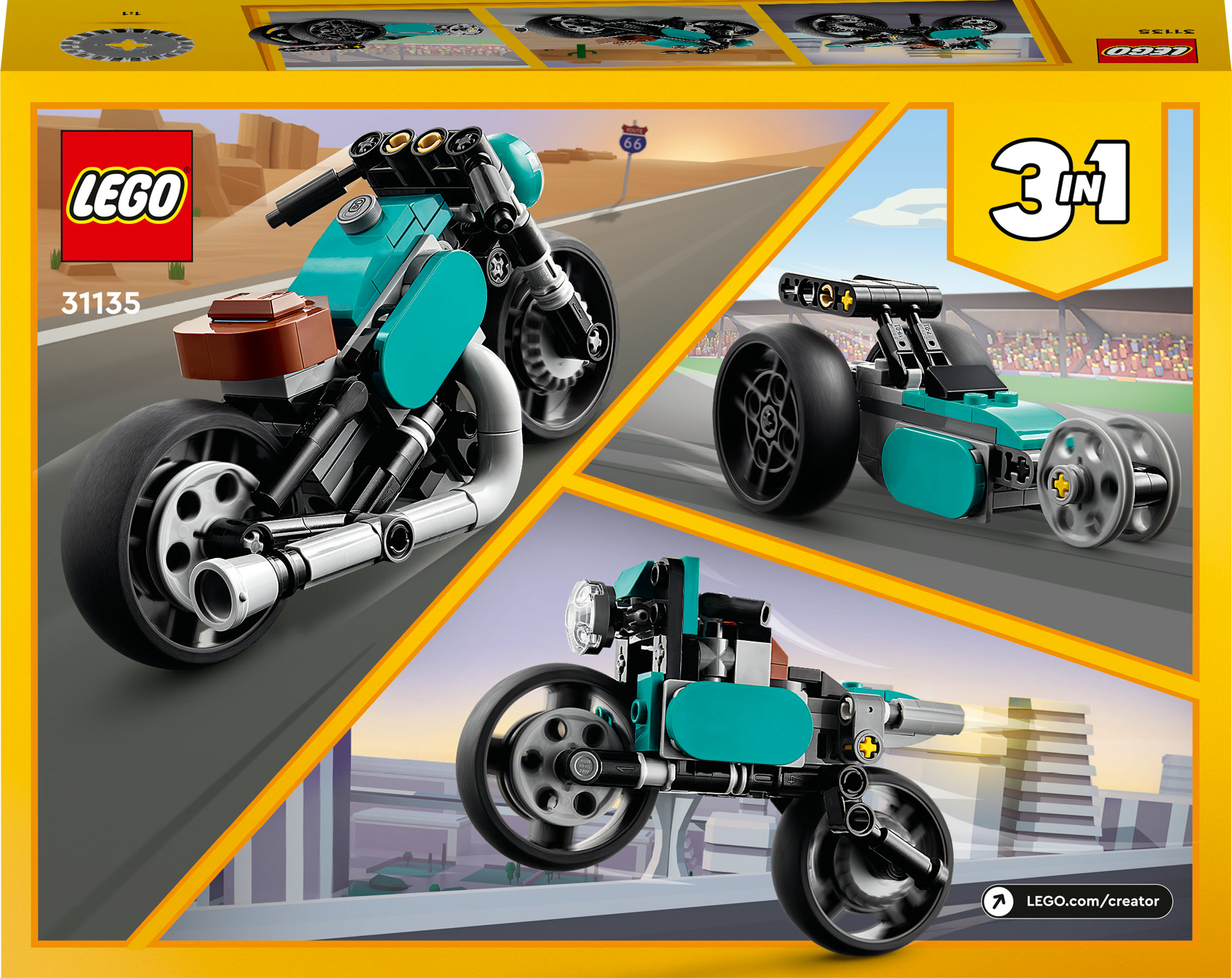 Конструктор LEGO Creator Вінтажний мотоцикл 3 в 1, 128 деталей (31135) - фото 9