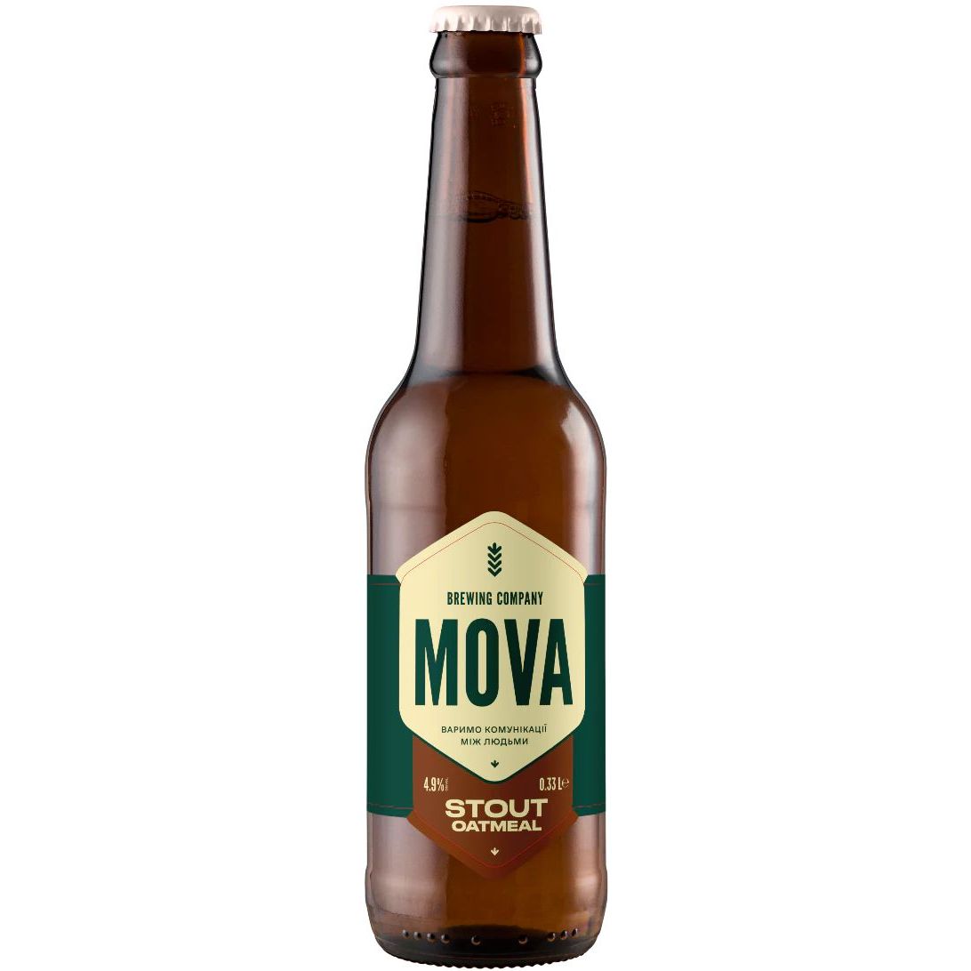 Пиво MOVA Stout Oatmeal, темне, нефільтроване, 4,9%, 0,33 л - фото 1