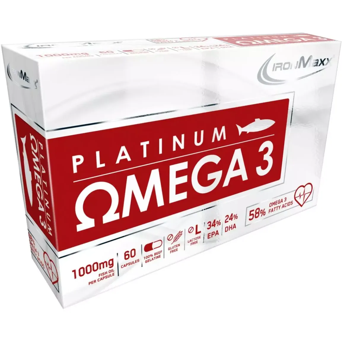 Омега для спорта IronMaxx Platinum Omega 3, 58% 60 капсул - фото 1