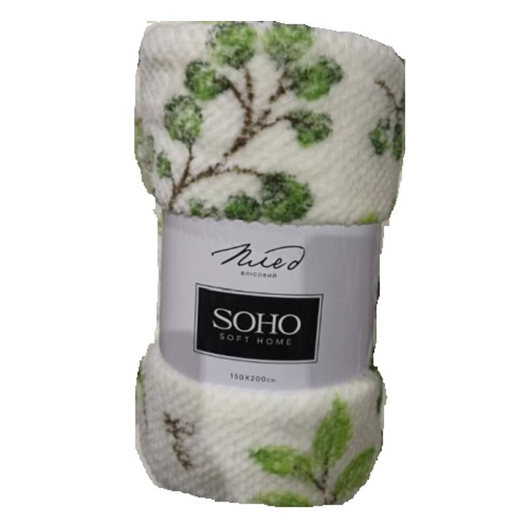 Плед Soho Flowers, 200х150 см, белый с зеленым (1118К) - фото 1