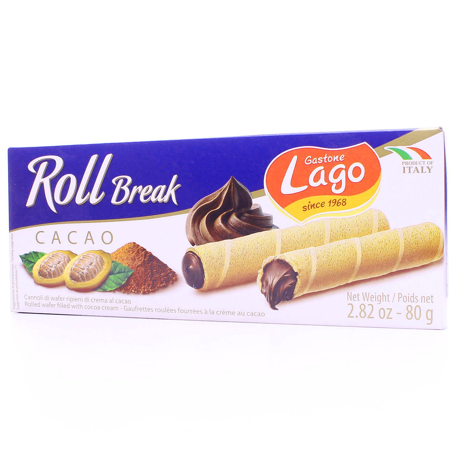 Трубочки вафельні Gastone Lago Roll Break з какао 80 г (747998) - фото 1