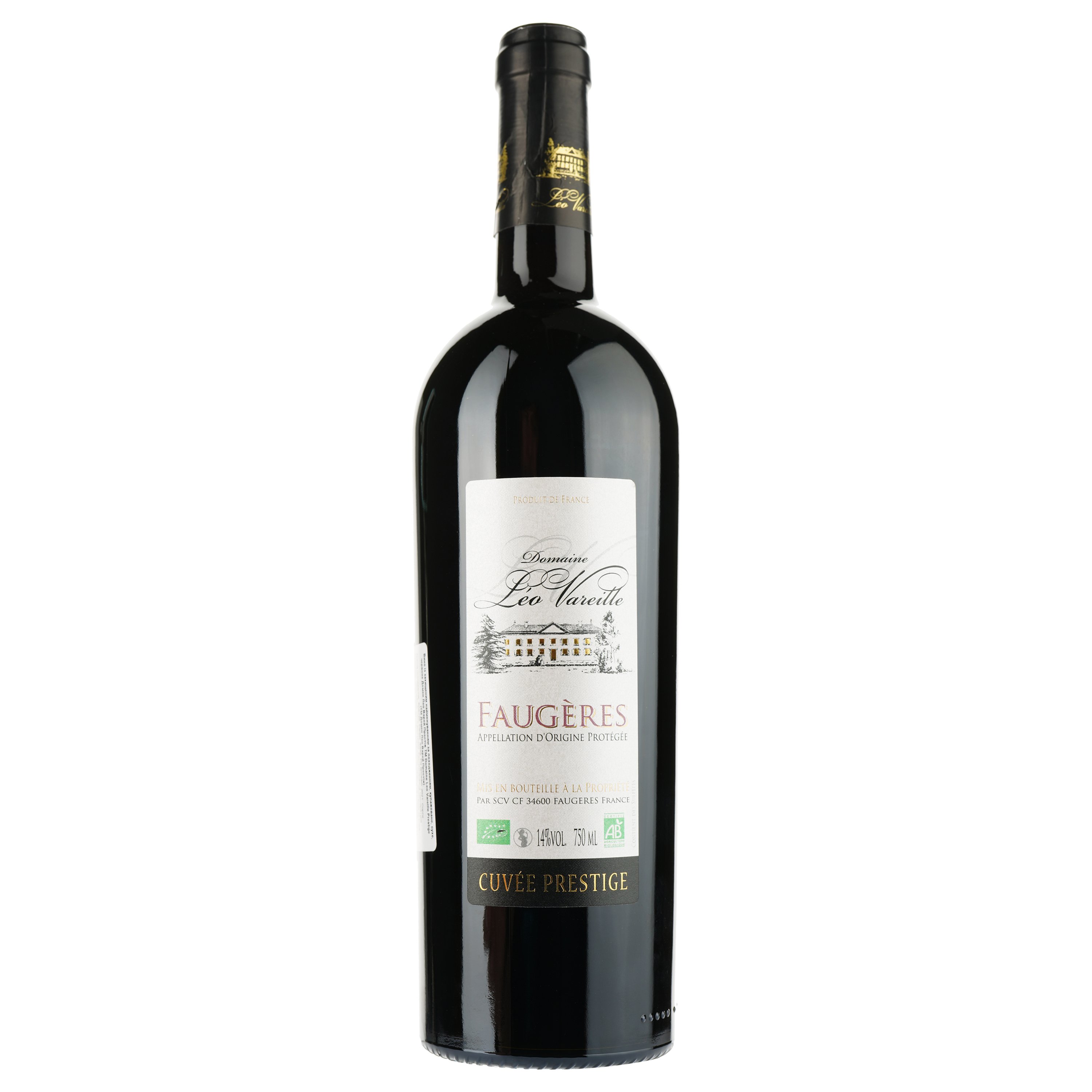 Вино Leo Vareille Cuvee Prestige Rouge Bio 2021 AOP Faugeres, красное, сухое, 0,75 л - фото 1