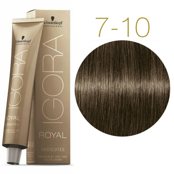 Перманентна фарба для сивого волосся Schwarzkopf Igora Royal Absolutes, відтінок 7-10 (середньо-русий сандре натуральний), 60 мл (2679994) - фото 2