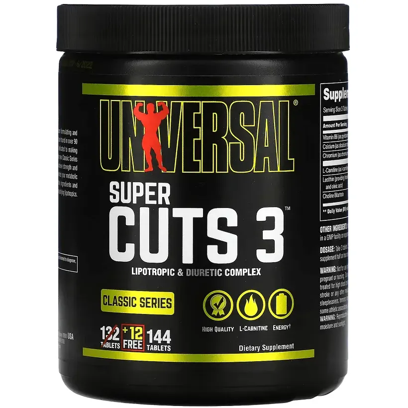 Жиросжигатель Universal Nutrition Super Cuts 3, 144 таблетки (132+12 free) - фото 1