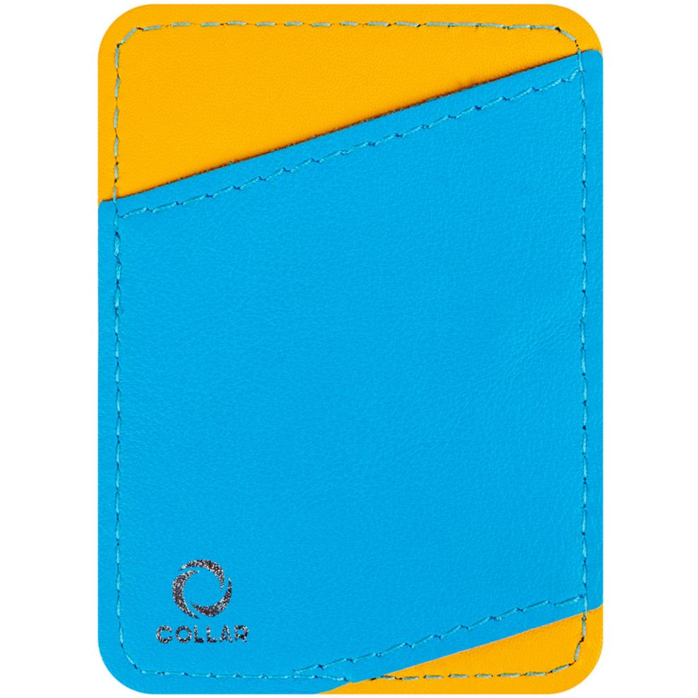 Холдер для карток Waudog Family Colors of freedom, шкіра, 9,5х7 см, жовтий з блакитним - фото 1