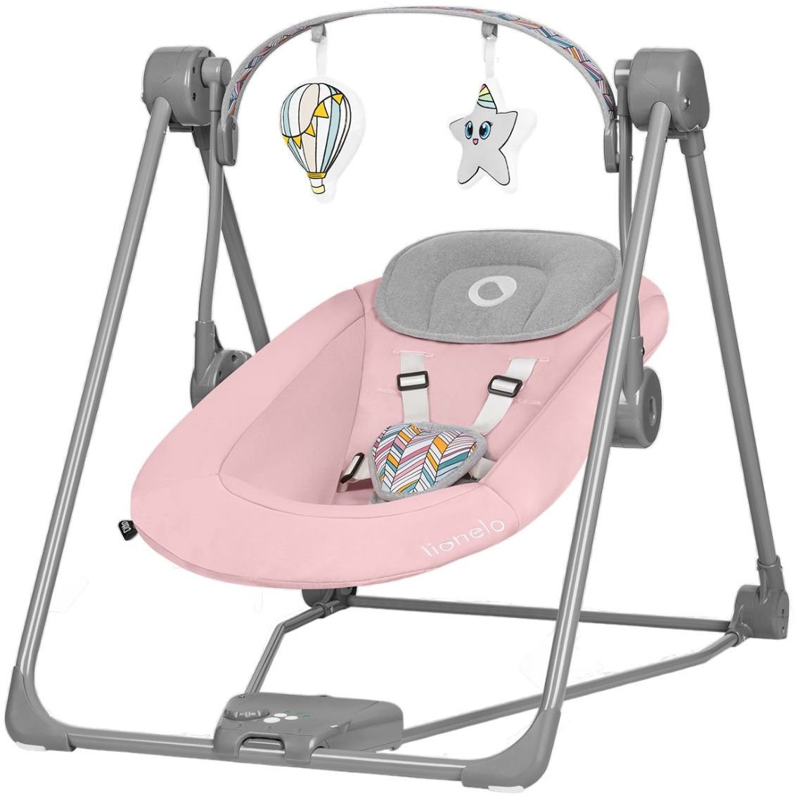 Крісло-гойдалка Lionelo Otto Pink Baby з ігровою дугою, рожеве (LO-OTTO PINK BABY) - фото 1
