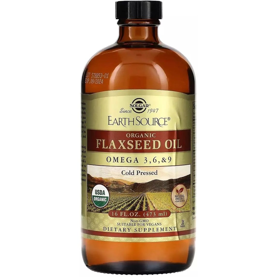 Льняное масло Solgar Earth Source Organic Flaxseed Oil органическое 473 мл - фото 1