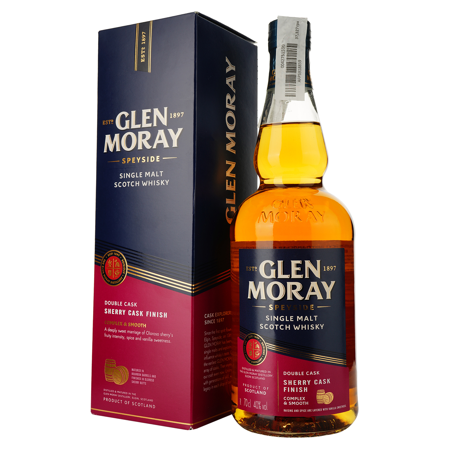 Виски Glen Moray Single Malt Sherry Cask Finish, в подарочной упаковке, 40%, 0,7 л (739150) - фото 1