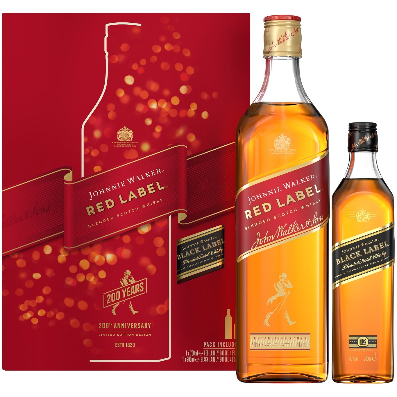 Виски Johnnie Walker Red Label Blended Scotch Whisky, 40%, 0,7 л + Виски Johnnie Walker Black Label, 40%, 0,2 л - фото 2